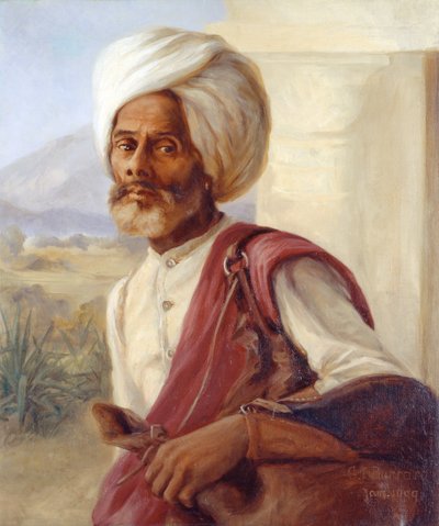 Chedi, portador de agua para la artista y su esposo en Dehra (Dun) en 1909 de Gertrude Ellen Burrard